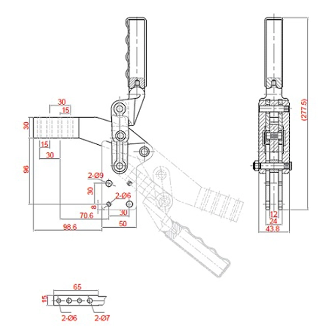 Vendita online Bloccaggio saldabile serie pesante base dritta maniglia saldabile 1220 Kg.